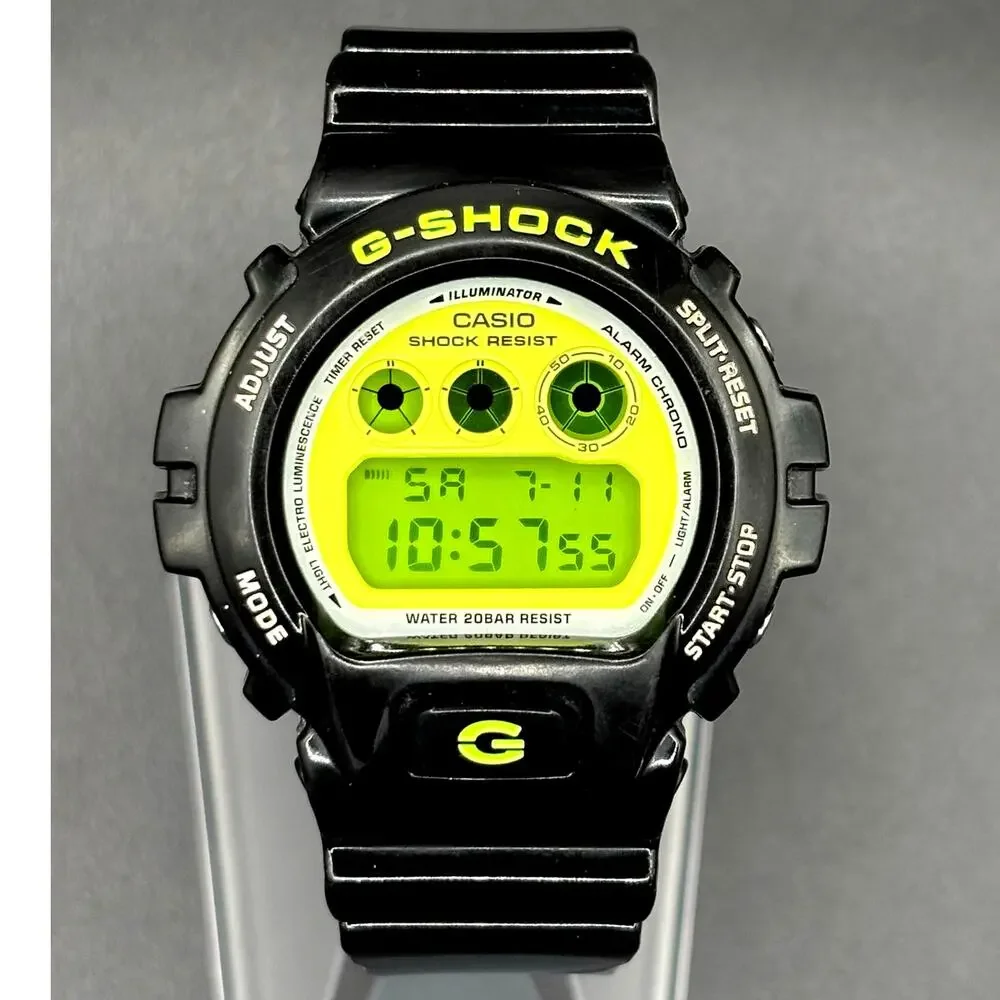 Casio G-Shock DW6900CS-1 Lime Green Glossy Black Digital Men's Watch
